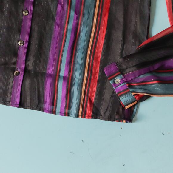 NWOT House of Harlow 1960 x Revolve Black Striped Thin Knit Blouse Size Medium - Picture 3 of 8